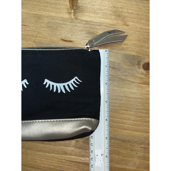 IPSY Glam Black Gold Eyelashes Cosmetic Makeup Travel Office Car Zip Bag Pouch - Picture 2 of 5